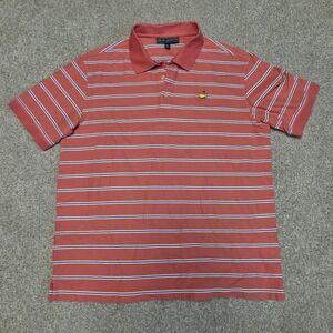 Masters Collection Mens XL Salmon Pink Striped Pima Cotton Golf Polo Shirt